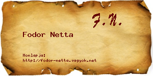 Fodor Netta névjegykártya